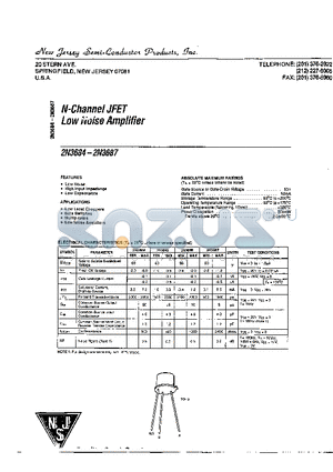 2N3684 datasheet - N-CHANNEL JFET LOW NOISE AMPLIFIER