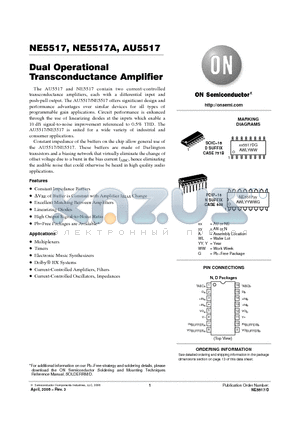 AU5517 datasheet - Dual Operational Transconductance Amplifier