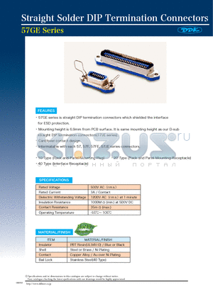 57GE-10240-652FA datasheet - Straight Solder DIP Termination Connectors