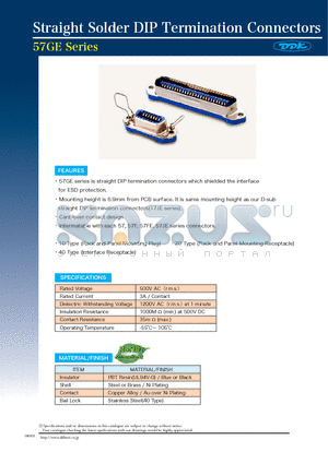 57GE-10500-652FA datasheet - Straight Solder DIP Termination Connectors