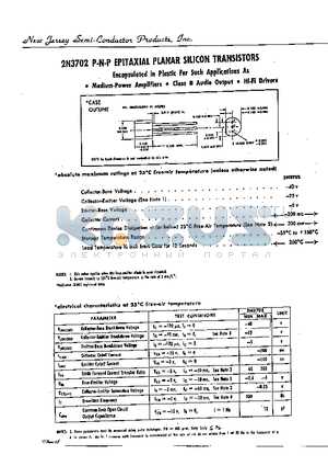 2N3702 datasheet - EPITAXIAL PLANAR SILICON TRANSISTORS