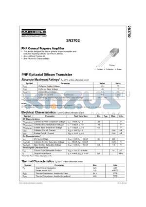 2N3702_02 datasheet - PNP General Purpose Amplifier