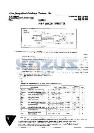 2N3703 datasheet - PNP SILICON TRANSISTORS