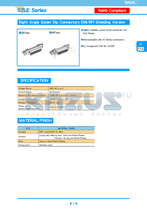 57LE-20140-67O0-FA datasheet - Right Angle Solder Dip Connectors EMI/RFI Shielding Version