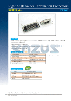 57RE datasheet - Right Angle Solder Termination Connectors