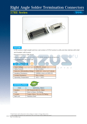 57RE-40140-730BD8A-FA datasheet - Right Angle Solder Termination Connectors