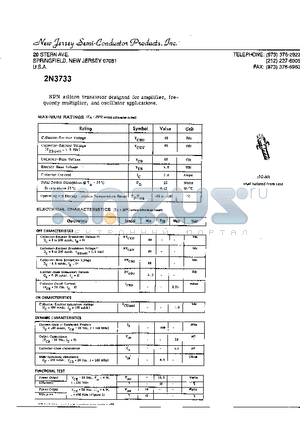 2N3733 datasheet - NPN SILICON TRANSISTOR