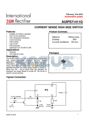 AUIPS71411G datasheet - CURRENT SENSE HIGH SIDE SWITCH