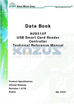 AU9510F datasheet - AU9510F USB Smart Card Reader Controller Technical Reference Manual