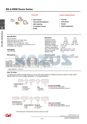 DMSSCE450LFG datasheet - ED & EDM Dome Series