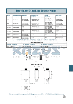 57ZT-1G datasheet - Impedance Matching Transformers