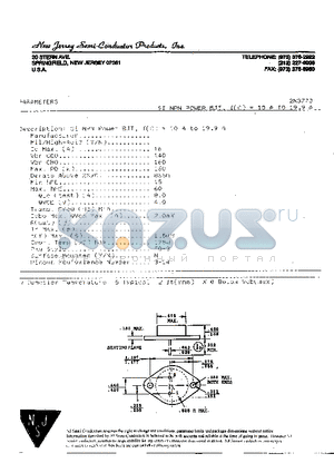 2N3773 datasheet - SI NPN POWER BJT