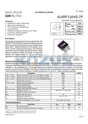 AUIRF1324S-7PTRR datasheet - HEXFETPower MOSFET