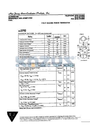 2N3792 datasheet - PNP SILICON POWER TRANSISTOR