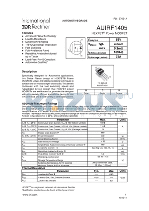 AUIRF1405 datasheet - HEXFET^ Power MOSFET