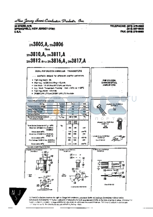 2N3805A datasheet - PNP SILICON DIFFERENTIAL AMPLIFIERS