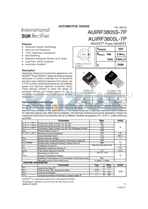 AUIRF3805S-7P datasheet - HEXFET^ Power MOSFET