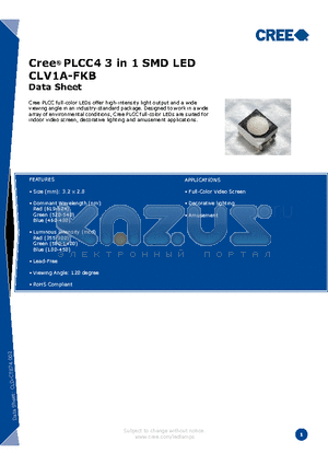 CCCCC-DXB-XHHJJKKLLMMNNT1 datasheet - Cree^ PLCC4 3 in 1 SMD LED