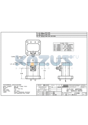 580-251-C1 datasheet - OUTLINE, WRD580 SMA - WAVEGUIDE ADAPTER