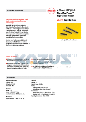 75730-0104 datasheet - Micro-Max Power High-Current Header