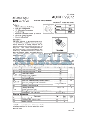 AUIRFP2907Z datasheet - HEXFET Power MOSFET