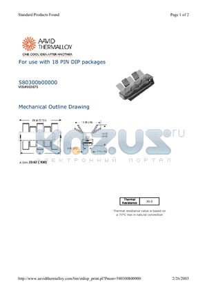 580300B00000 datasheet - For use with 18 PIN DIP packages