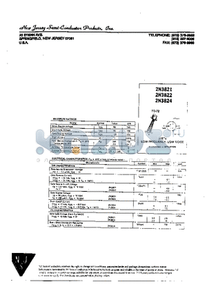 2N3821 datasheet - JFETS LOW FREQUENCY, LOW NOISE