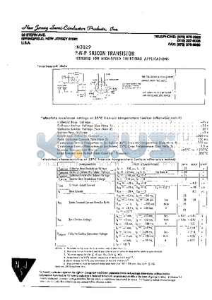 2N3829 datasheet - P-N-P SILICON TRANSISTOR