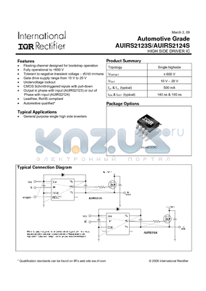 AUIRS2123S datasheet - Automotive Grade
