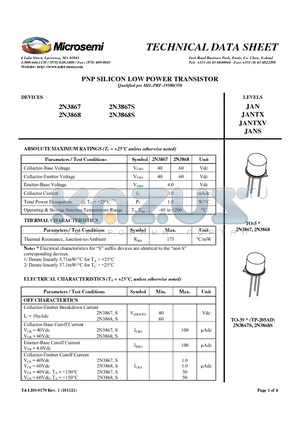 2N3867_1 datasheet - PNP SILICON LOW POWER TRANSISTOR