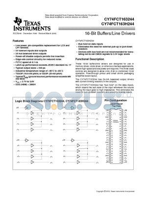 CY74FCT163244CPVC datasheet - 16-Bit Buffers/Line Drivers