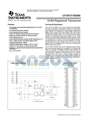 CY74FCT163500APVCT datasheet - 18-Bit Registered Transceiver