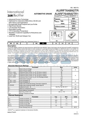 AUIRF7648M2TR datasheet - DirectFET Power MOSFET