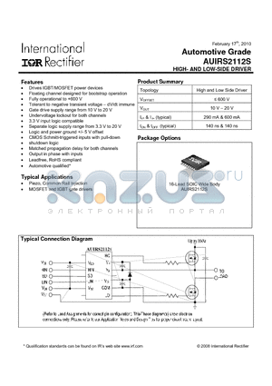 AUIRS2112S datasheet - HIGH- AND LOW-SIDE DRIVER