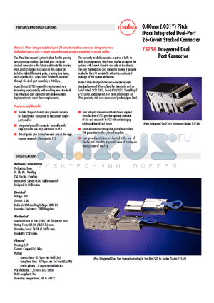 75758-0101 datasheet - iPass Integrated Dual-Port 26-Circuit Stacked Connector