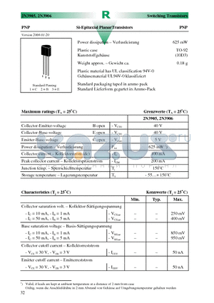 2N3906 datasheet - Si-Epitaxial PlanarTransistors