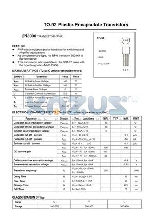 2N3906 datasheet - TO-92 Plastic-Encapsulate Transistors