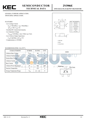 2N3906E datasheet - EPITAXIAL PLANAR PNP TRANSISTOR