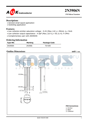 2N3906N datasheet - PNP Silicon Transistor