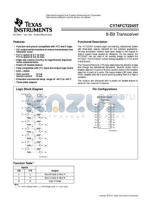 CY74FCT2245ATPC datasheet - 8-Bit Transceiver