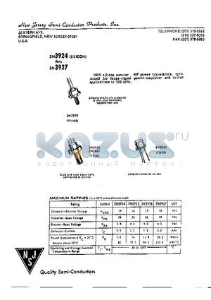 2N3924 datasheet - NPN SILICON ANNULAR