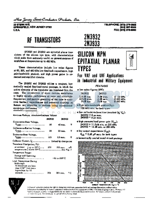 2N3933 datasheet - SILICON NPN EPITAXIAL PLANAR TYPES