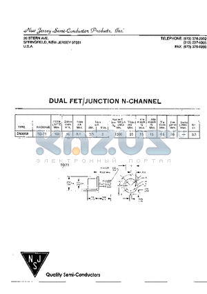 2N3958 datasheet - DUAL FET/JUNCTION N-CHANNEL