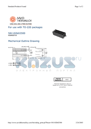 581102B02500 datasheet - For use with TO-220 packages