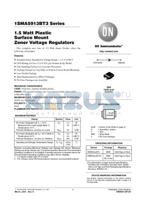 1SMA5913BT3_07 datasheet - 1.5 Watt Plastic Surface Mount Zener Voltage Regulators