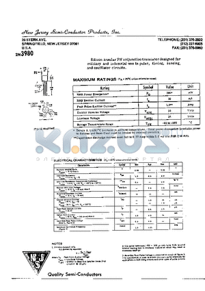 2N3980 datasheet - SILICON ANNULAR PN UNIJUNCTION TRANSISTOR