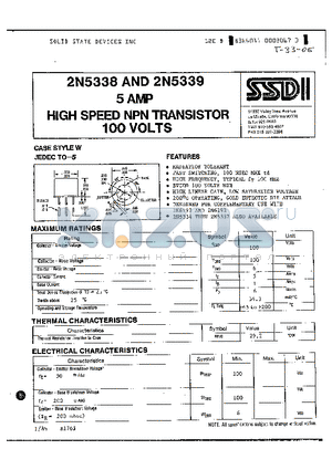 2N3996 datasheet - 5 AMP HIGH SPEED NPN TRANSISTOR 100 VOLTS