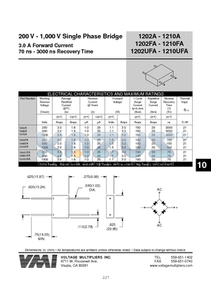 1206FA datasheet - 200 V - 1,000 V Single Phase Bridge