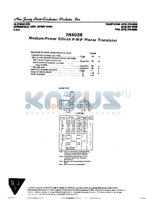 2N4036 datasheet - MEDIUM-POWER SILICON P-N-P PLANAR TRANSISTOR