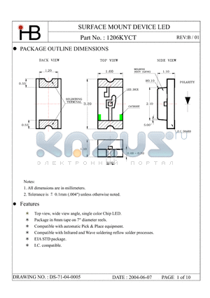 1206KYCT datasheet - SURFACE MOUNT DEVICE LED